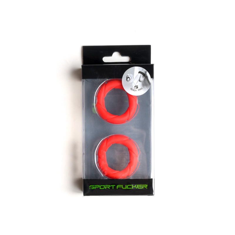 Sport Fucker - Ready Rings - 2 Sztuki - Czerwony - Erotiekvoordeel.nl