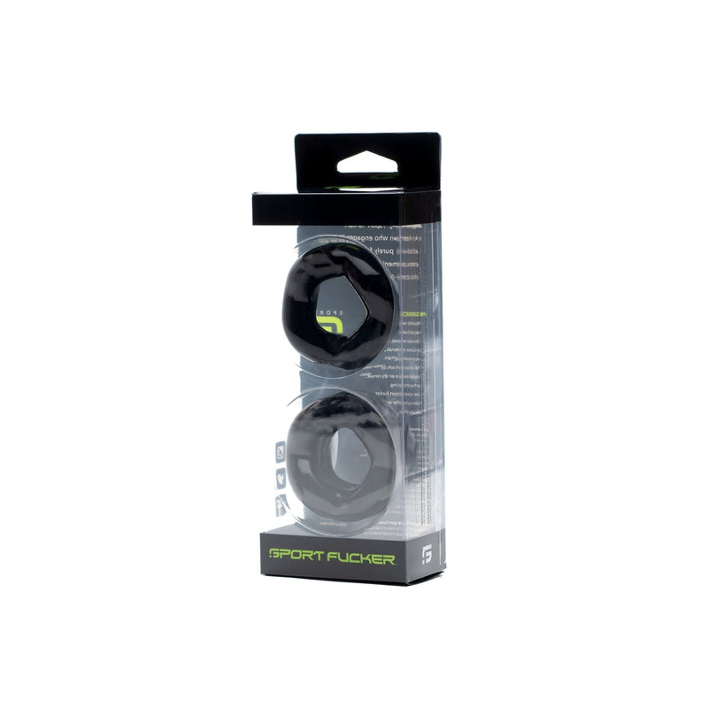 Sport Fucker - Set anello fallico e ballstretcher Revolution – Nero-Erotiekvoordeel.nl
