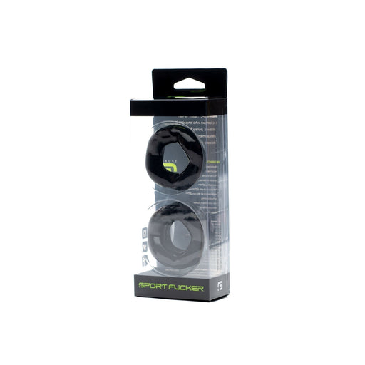 Sport Fucker - Revolution Cockring & Ballstretcher Set – Zwart-Erotiekvoordeel.nl