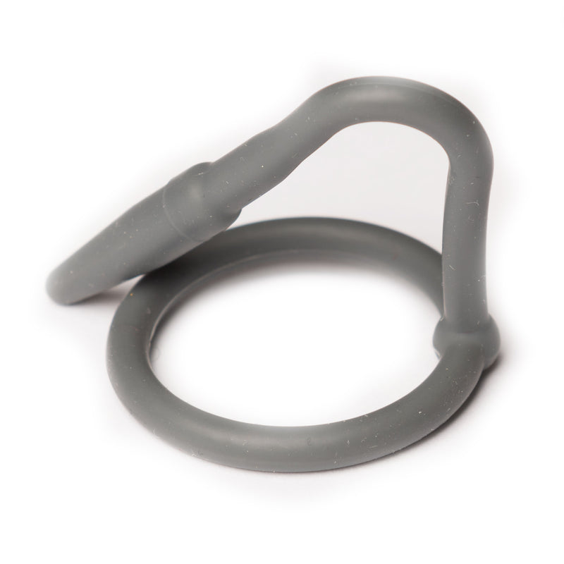 Sport Fucker - Anello fallico in silicone con plug anale - Grigio-Erotiekvoordeel.nl