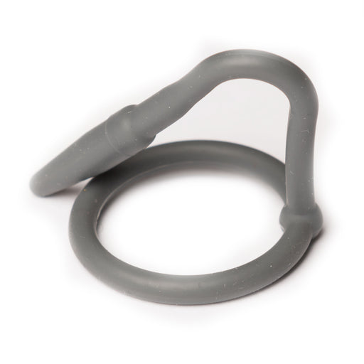 Sport Fucker - Anello fallico in silicone con plug anale - Grigio-Erotiekvoordeel.nl