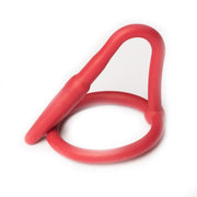 Sport Fucker - Anneau pénien en silicone avec plug pénien - Rouge-Erotiekvoordeel.nl