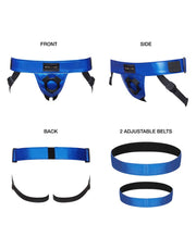 Strap-On-Me - Curious - Strap-On Harness - PU Leather - Metallic Blue-Erotiekvoordeel.nl