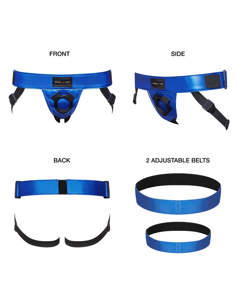 Strap-On-Me - Curious - Strap-On Harness - PU Leather - Metallic Blue-Erotiekvoordeel.nl