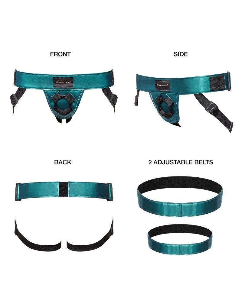 Strap-On-Me - Curious - Strap-on Harnas - PU Leer - Metallic Groen-Erotiekvoordeel.nl
