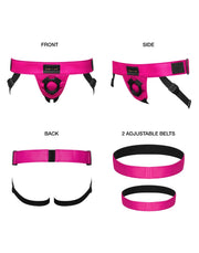Strap-On-Me - Curious - Strap-On Harness - PU Leather - Metallic Pink-Erotiekvoordeel.nl