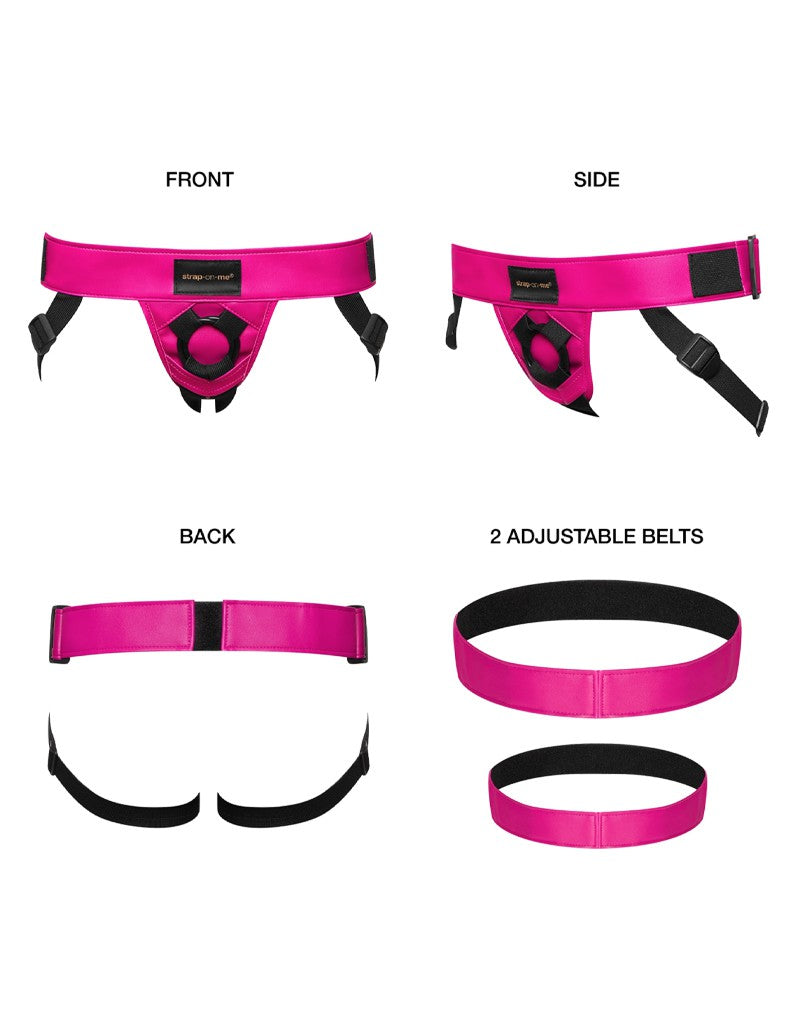 Strap-On-Me - Curious - Strap-On Harness - PU Leather - Metallic Pink-Erotiekvoordeel.nl