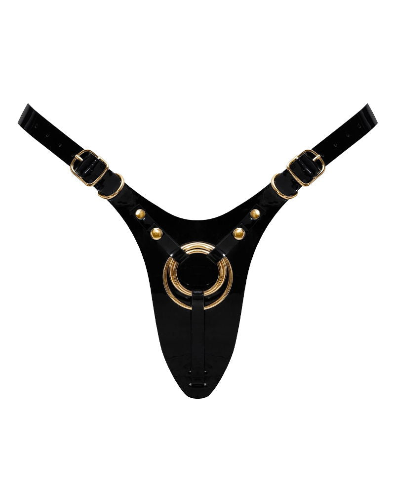 Strap-On-Me - Fabulous - Faux Leather Strap-On Harness - Sizes XS to XXL - Black Patent Leather - Erotiekvoordeel.nl