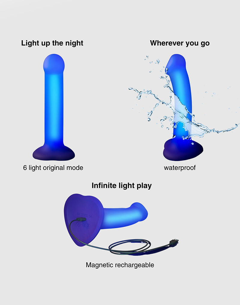 Strap-On-Me - Glow-LED Dildo - Purple - Size M-Erotiekvoordeel.nl