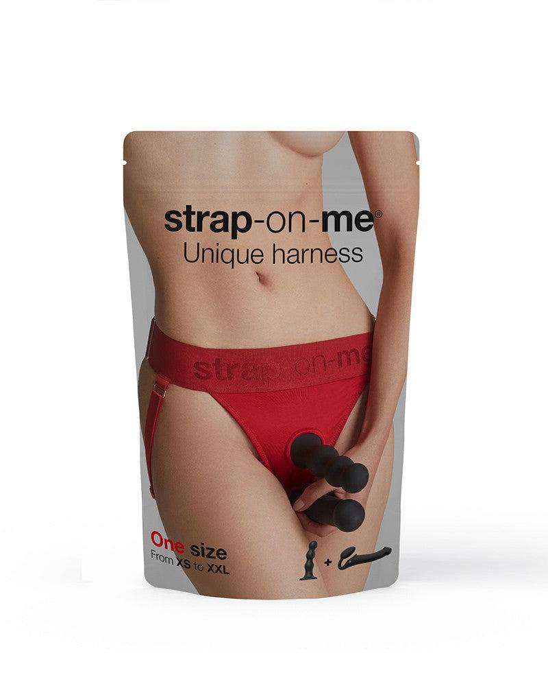 Strap-On-Me - Unique - Strap-On Harnas - Voor dubbele penetratie - Rood-Erotiekvoordeel.nl