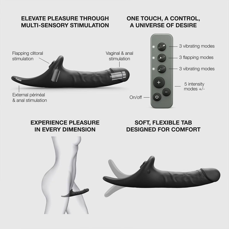 Strap-On-Me - Multi Orgasm Realistische Dildo - Strapless Strap-on met Flapper Technologie - Zwart-Erotiekvoordeel.nl