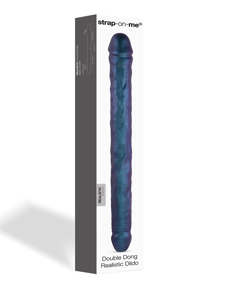 Strap-On-Me - Realistic Double Dildo - Metallic Purple-Erotiekvoordeel.nl