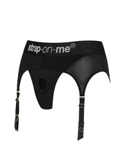Strap-On-Me - Rebel - Strap-On Harness - Microfiber - With Garter Straps - Black-Erotiekvoordeel.nl