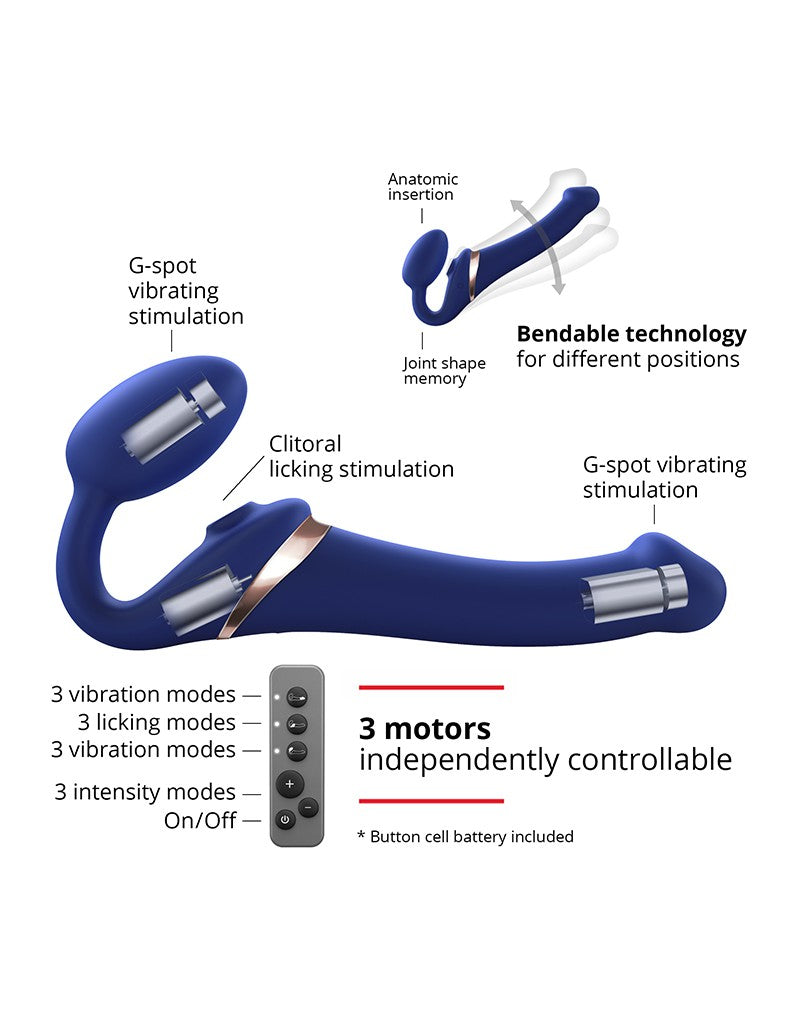Strap-On-Me - Vibratore strap-on senza cinturini con stimolazione ad aria compressa - Viola-Erotiekvoordeel.nl