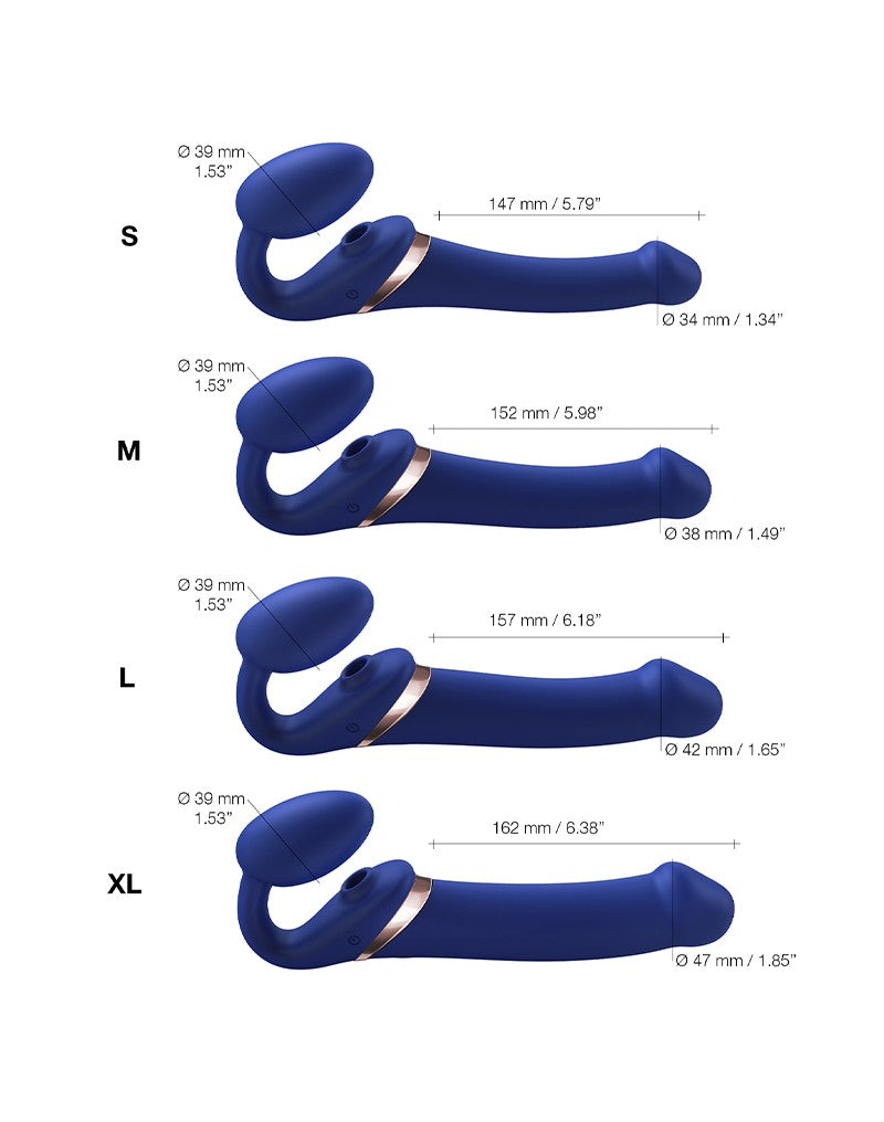 Strap-On-Me - Vibratore strap-on senza cinturini con stimolazione ad aria compressa - Viola-Erotiekvoordeel.nl