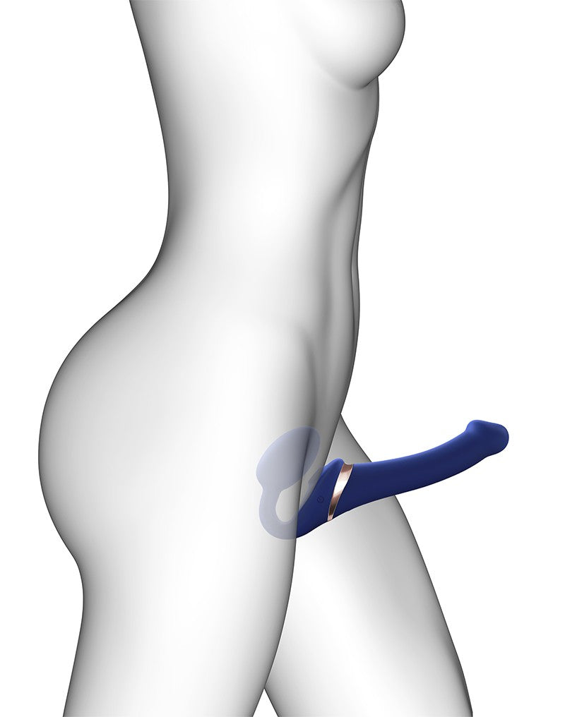 Strap-On-Me - Vibratore strap-on senza cinturini con stimolazione ad aria compressa - Viola-Erotiekvoordeel.nl
