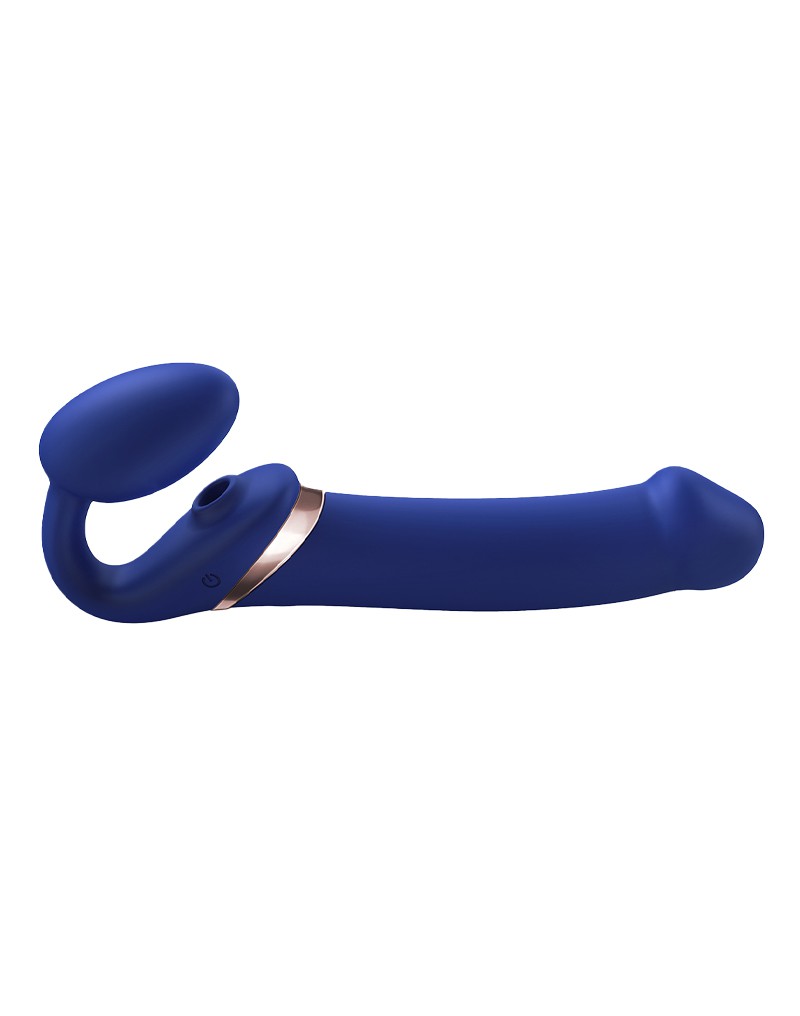 Strap-On-Me - Vibratore strap-on senza cinturini con stimolazione ad aria compressa - Viola-Erotiekvoordeel.nl