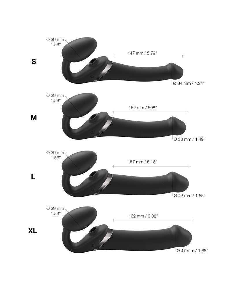 Strap-On-Me - Vibrerende Strapless Strap-on met Luchtdruk Stimulatie - Zwart-Erotiekvoordeel.nl