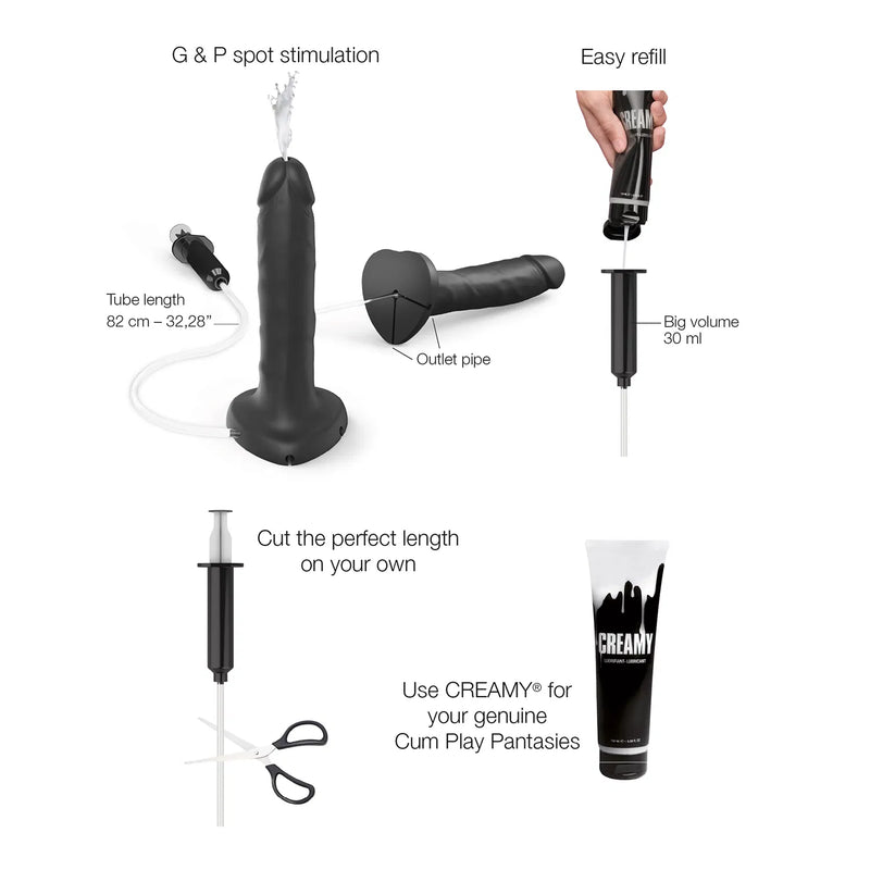 Strap-on-Me - Squirting Cum Dildo - Realistic Squirting Dildo - Black - Erotiekvoordeel.nl