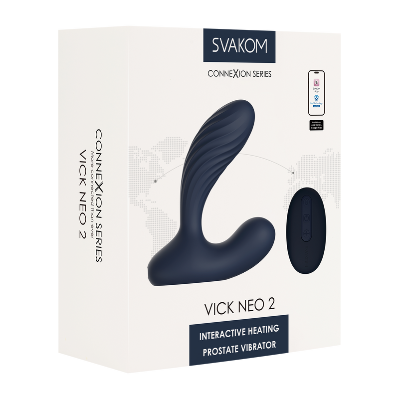 Svakom - Connexion Series Vick Neo 2 - Vibratore prostatico - Controllo tramite app - Blu scuro - Erotiekvoordeel.nl