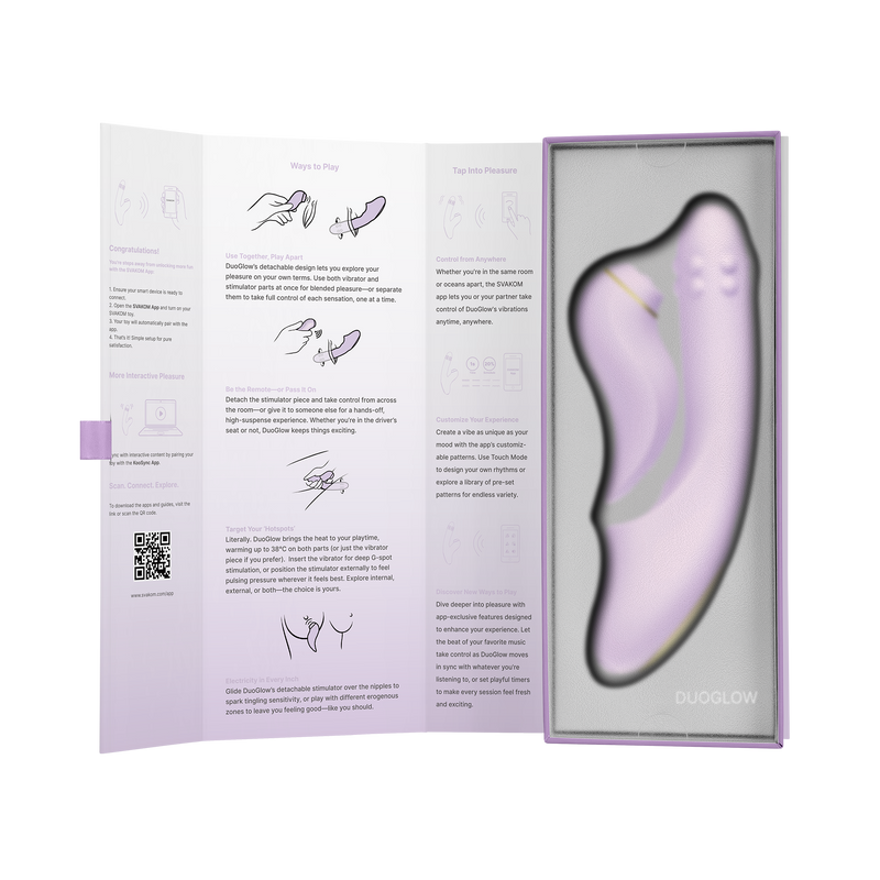 Svakom - DuoGlow – Stotende en Roterende Kralen Vibrator met Pulserende`Stimulator – Lila-Erotiekvoordeel.nl