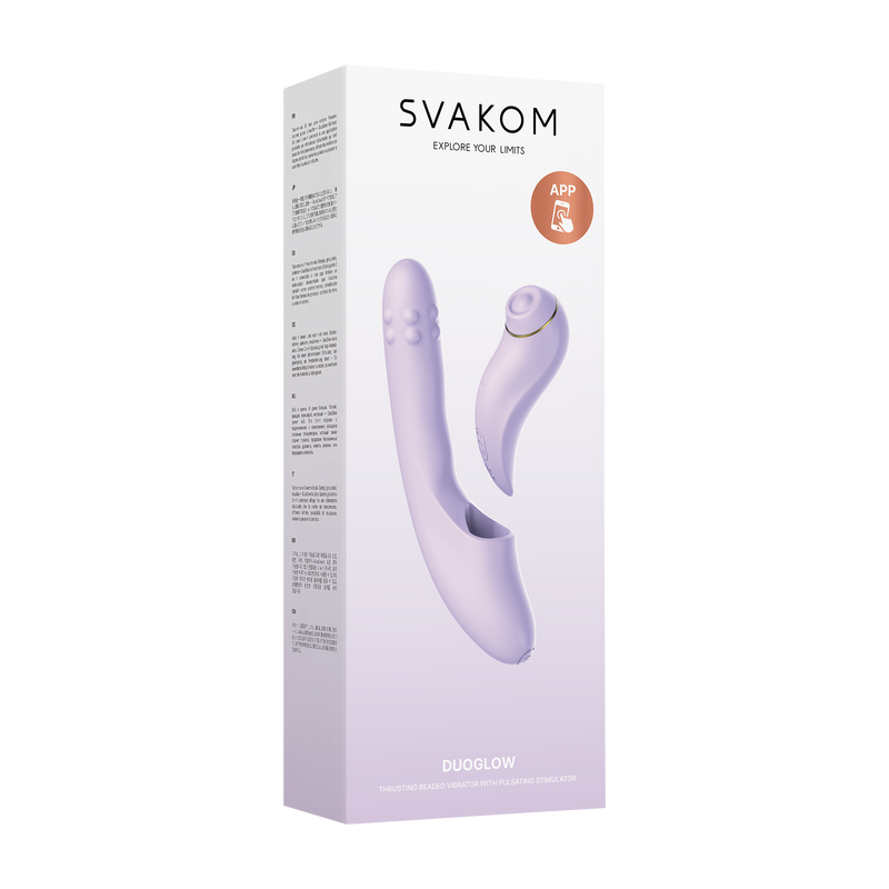 Svakom - DuoGlow – Stotende en Roterende Kralen Vibrator met Pulserende`Stimulator – Lila-Erotiekvoordeel.nl