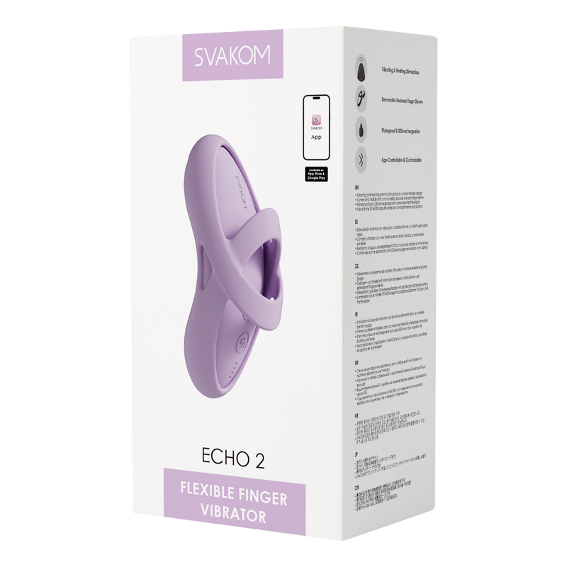 Svakom - Echo 2 - Flexible Finger Vibrator - App Control - Pink Lilac-Erotiekvoordeel.nl