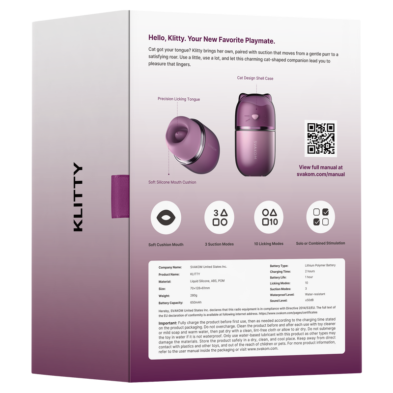 Svakom - Klitty - Licking & Sucking Clitoral Stimulator - Dusty Lavender-Erotiekvoordeel.nl\