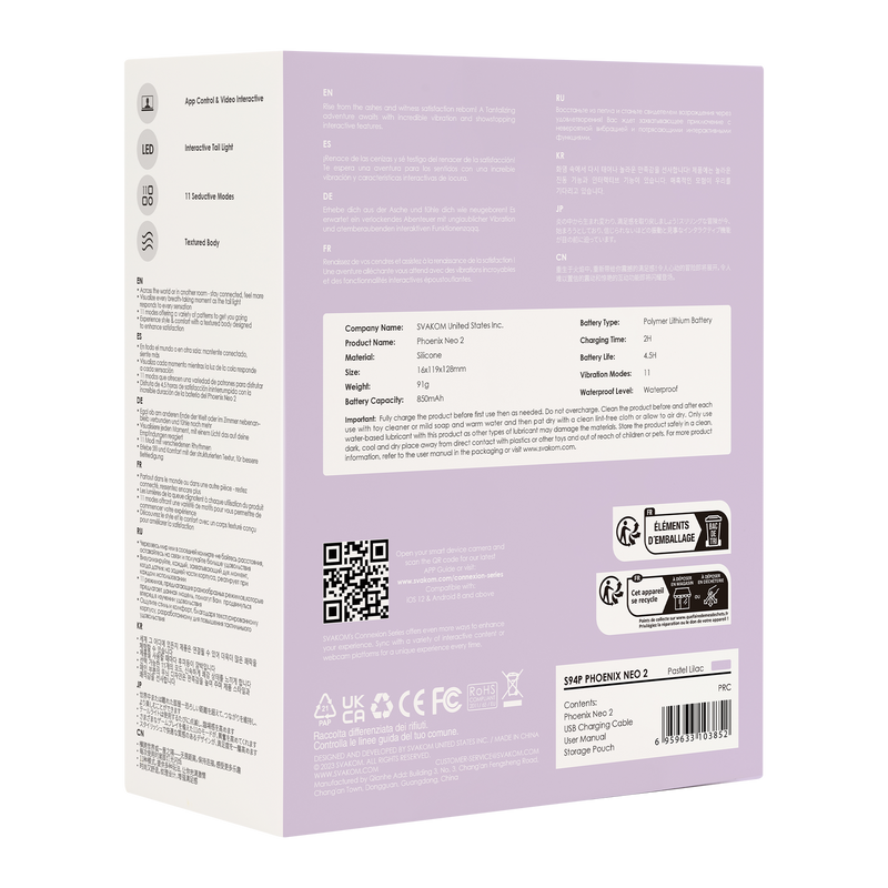 Svakom - Phoenix Neo 2 Interactive Bullet Vibrator - App Control - Lila-Erotiekvoordeel.nl