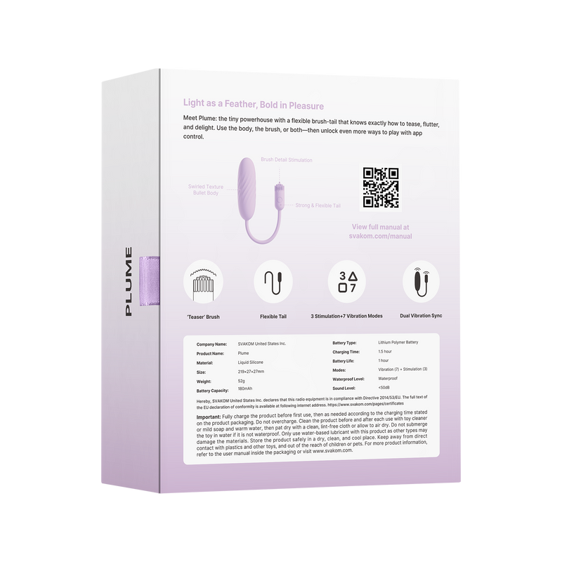 Svakom - Plume - Bullet Vibrator with Flexible Clitoral Teaser - Pastel Lilac-Erotiekvoordeel.nl