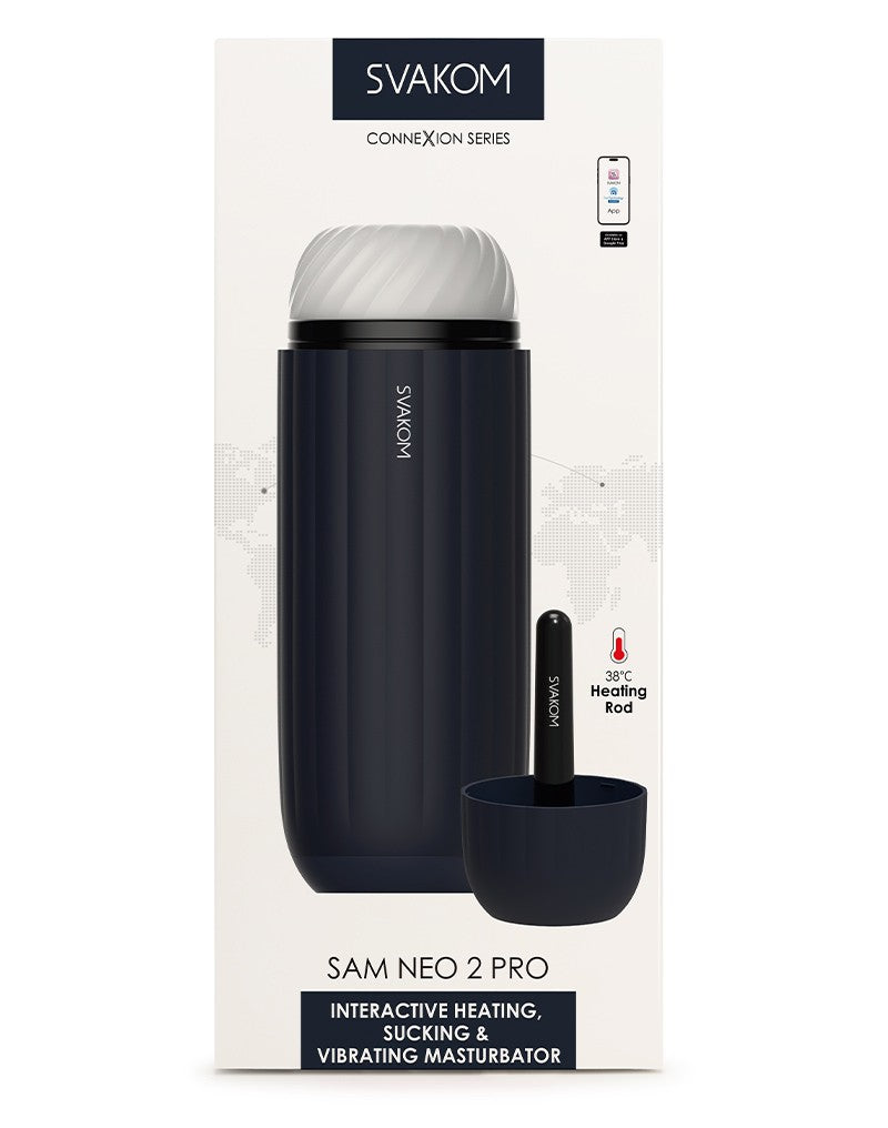 Svakom - Sam Neo Pro Connexion Series - Masturbatore interattivo - Con funzione di riscaldamento - Blu - Erotiekvoordeel.nl