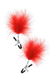 Sweet Caress - Nipple Clamps With Soft Red Feathers-Erotiekvoordeel.nl