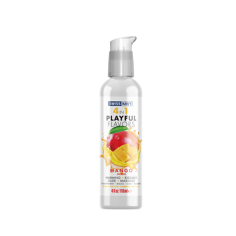 Swiss Navy - 4 in 1 Playful Flavors - Edible and Warming Lubricant and Massage - Mango-Erotiekvoordeel.nl