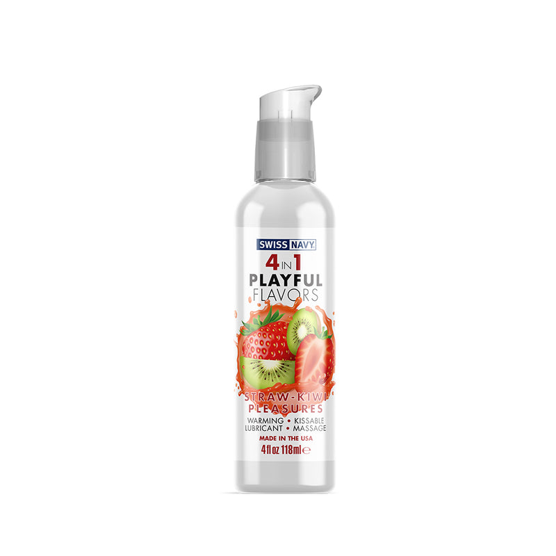 Swiss Navy - 4 in 1 Playful Flavors - Edible and Warming Lubricant and Massage Gel - Strawberry Kiwi Pleasure-Erotiekvoordeel.nl