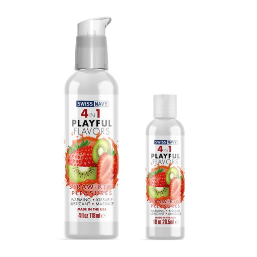 Swiss Navy - 4 in 1 Playful Flavors - Edible and Warming Lubricant and Massage Gel - Strawberry Kiwi Pleasure-Erotiekvoordeel.nl