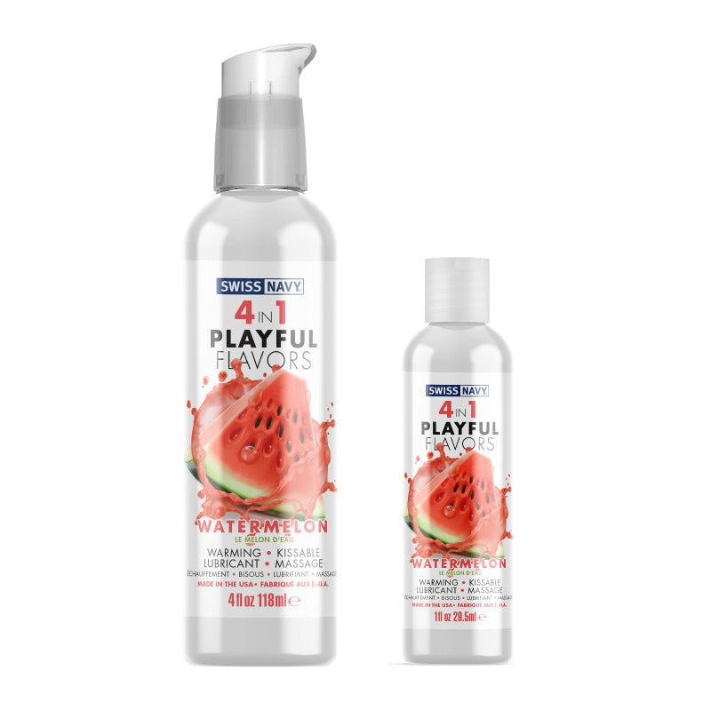 Swiss Navy - 4 in 1 Playful Flavors - Edible and Warming Lubricant and Massage Gel - Watermelon-Erotiekvoordeel.nl