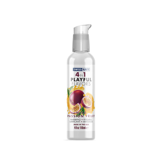 Swiss Navy - 4 in 1 Playful Flavors - Edible and Warming Lubricant and Massage Gel - Wild Passion Fruit - Erotiekvoordeel.nl