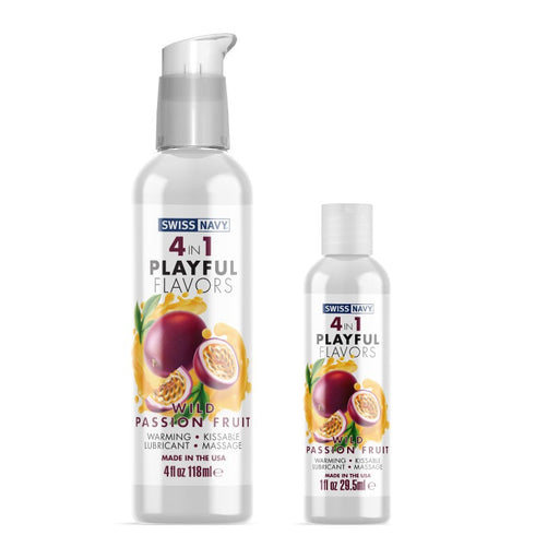 Swiss Navy - 4 in 1 Playful Flavors - Edible and Warming Lubricant and Massage Gel - Wild Passion Fruit - Erotiekvoordeel.nl