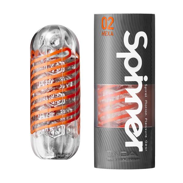 Tenga - Spinner 02 Hexa Masturbator - Transparant/Oranje-Erotiekvoordeel.nl