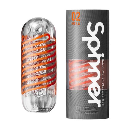 Tenga - Spinner 02 Hexa Masturbator - Transparant/Oranje-Erotiekvoordeel.nl