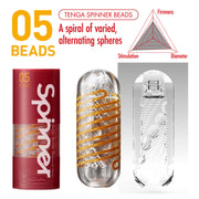 Tenga - Spinner 05 Beads Masturbator - Transparant/Oranje-Erotiekvoordeel.nl