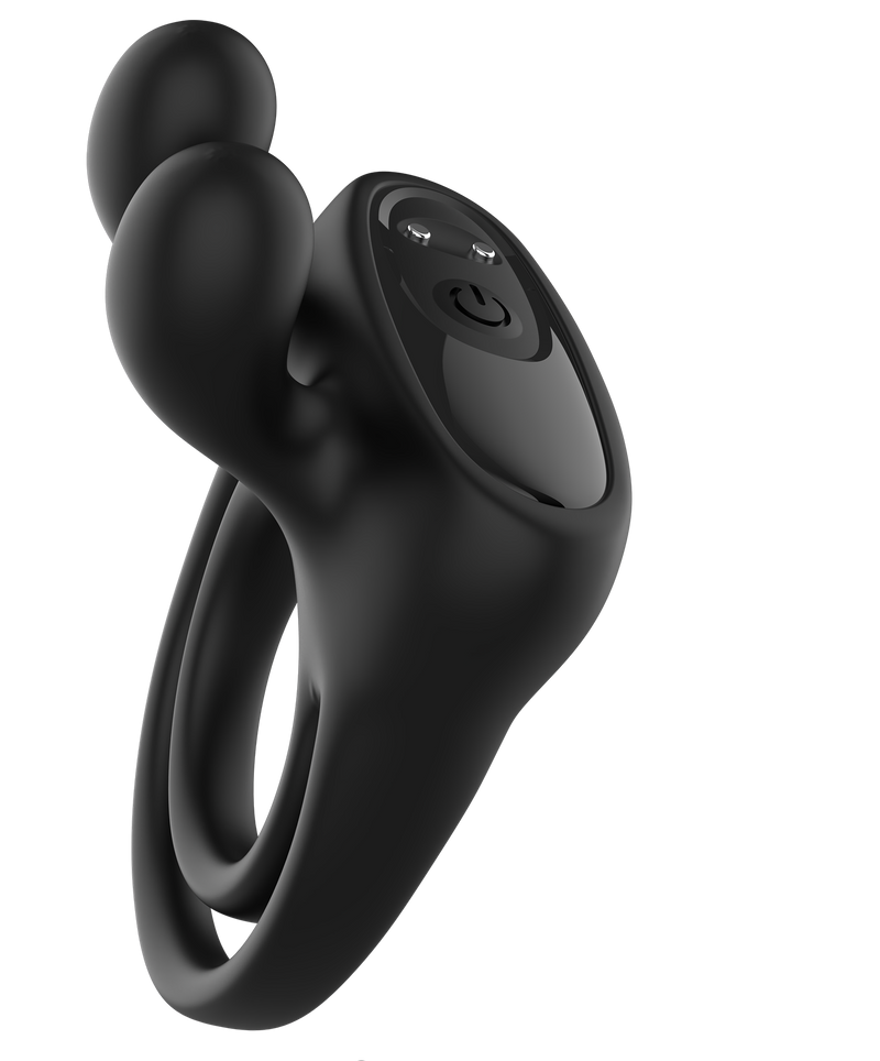 The Wave - Vibrerende Cockring met Clitoris Stimulator - Nr. 26 - Zwart-Erotiekvoordeel.nl