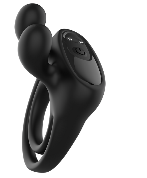 The Wave - Anillo vibrador con estimulador de clítoris - N.º 26 - Negro-Erotiekvoordeel.nl