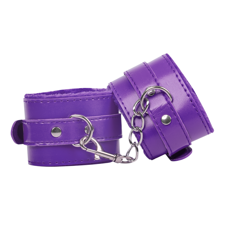 TieMeUp - Esposas de imitación de cuero - Forro de piel suave - Morado-Erotiekvoordeel.nl