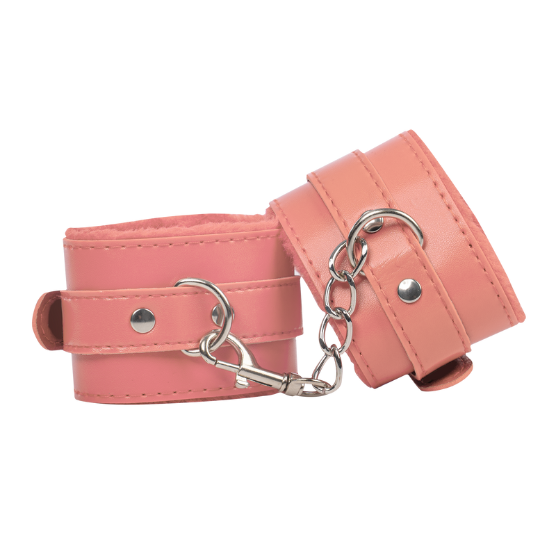 TieMeUp - Esposas de imitación de cuero - Forro de piel suave - Rosa-Erotiekvoordeel.nl