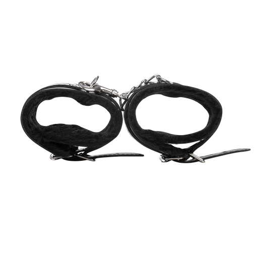 TieMeUp - Faux leather cuffs - Soft fur lining - Black-Erotiekvoordeel.nl