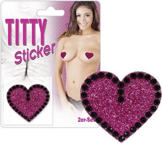 Titty Sticker - Nipple Stickers - Erotic Nipple Stickers - Pink Glitter - Heart-Erotiekvoordeel.nl