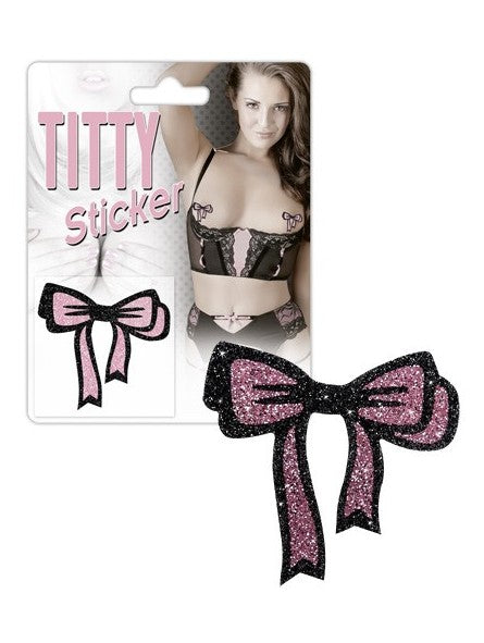 Titty Sticker - Nipple Stickers - Nipple Sticker - Pink Glitter - Bow-Erotiekvoordeel.nl