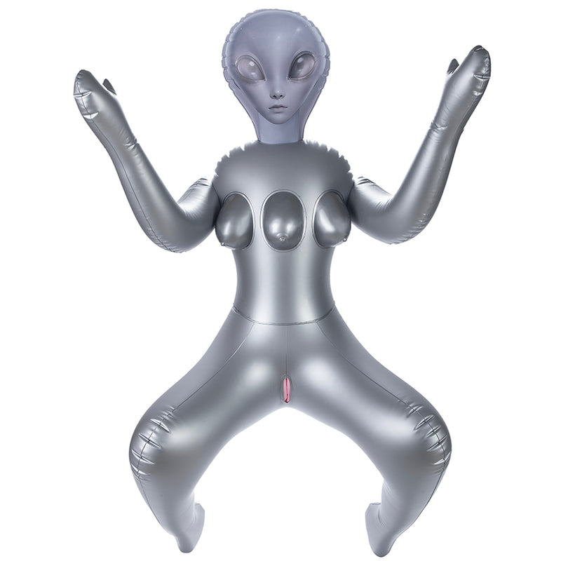 To Infinity - Opblaaspop Alien Vrouw met Drie Borsten - Zilver-Erotiekvoordeel.nl