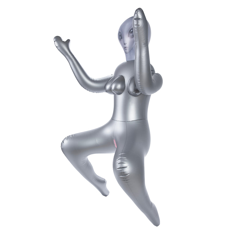 To Infinity - Opblaaspop Alien Vrouw met Drie Borsten - Zilver-Erotiekvoordeel.nl